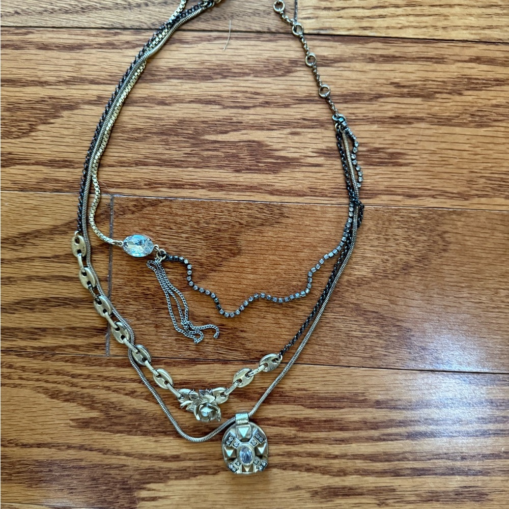 Elegant Gold and Silver Layered Necklace